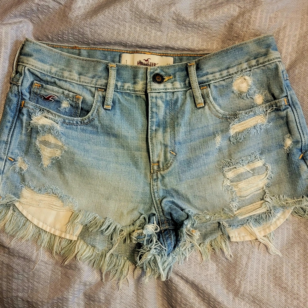 Hollister Light Blue Distressed Jean Shorts